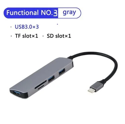 As show 5 в 1 USB C концентратор USB-C-3,0 концентратор HDMI PD Thunderbolt 3 адаптер для samsung Galaxy S9/S8 huawei P20 Pro type C usb-хаб - Цвет: As show