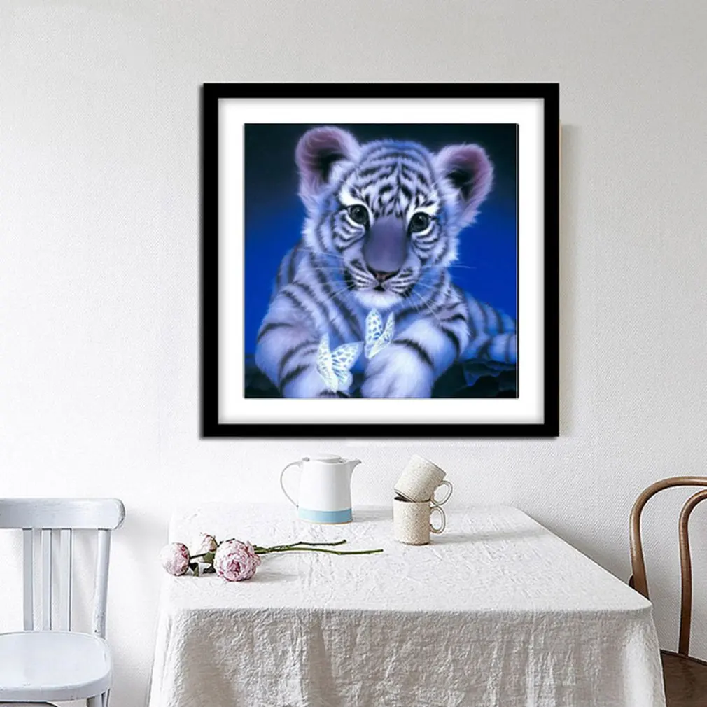 Вышивка стразами рисунков животных маленький тигр бабочка 5D алмазов картина из