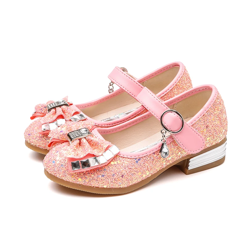 

Bekamille Children Leather Shoes For Girls Princess Fashion Sequins Bow Girl Infant Shoes Crystal Leather Shoes Kids Dance Shoes