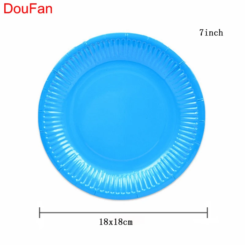 Одноразовые тарелки DouFan 10 шт. 7 дюймов однотонные радужные цвета одноразовые