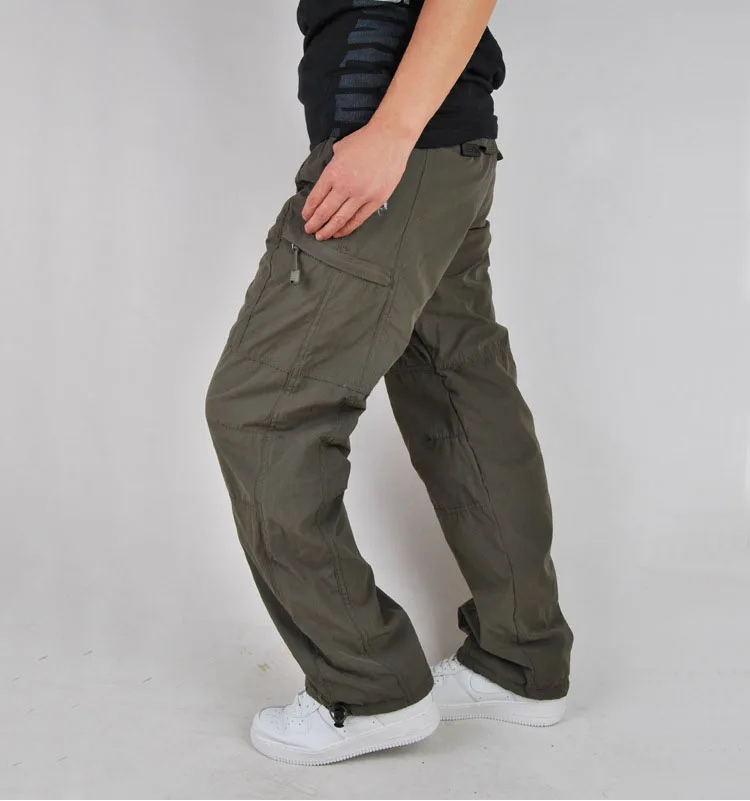 Light green Брендовые зимние двухслойные мужские брюки карго, Теплые Мешковатые брюки, хлопковые брюки для мужчин, мужские военные камуфляжные тактические брюки - Цвет: Light green