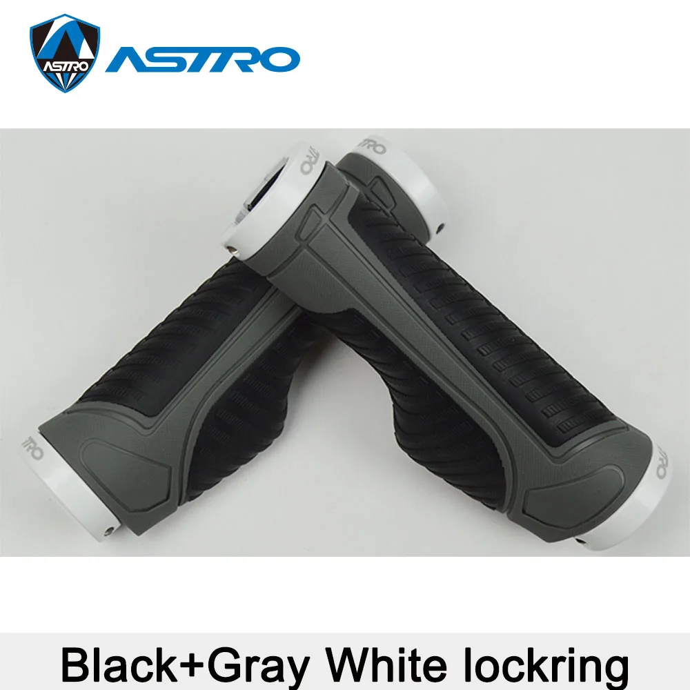 Gray White Lockring Astro MTB велосипедные ручки, рукоятка для велосипеда, запчасти для велосипеда, аксессуары для горного велосипеда, резиновые велосипедные части, 1 пара - Цвет: Gray White Lockring