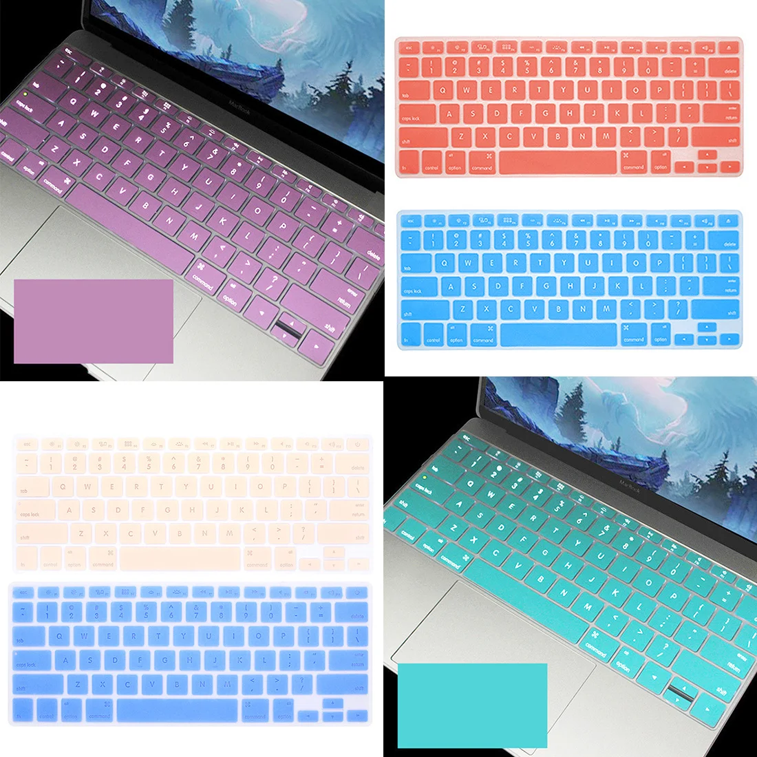 Цветной силиконовый чехол для клавиатуры защитный Apple Macbook Air 11 мягкие наклейки на