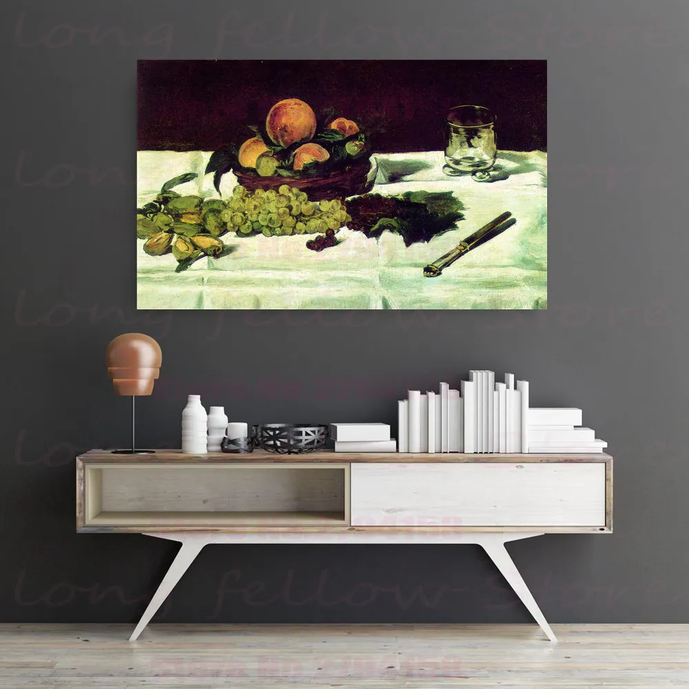 Холст с изображением галереи персик виноград банан натюрморт пейзаж живопись
