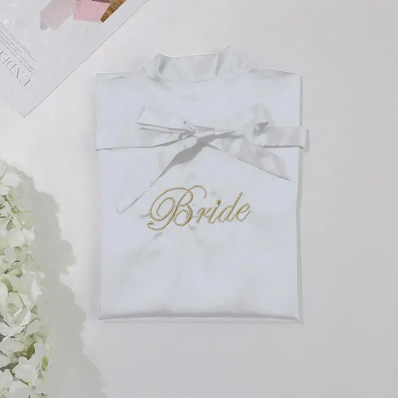 Bride - white Свадебное короткое банное платье невесты, новое женское летнее кимоно, ночная рубашка юката, женские пижамы, ночная рубашка, M-XL - Цвет: Bride - white