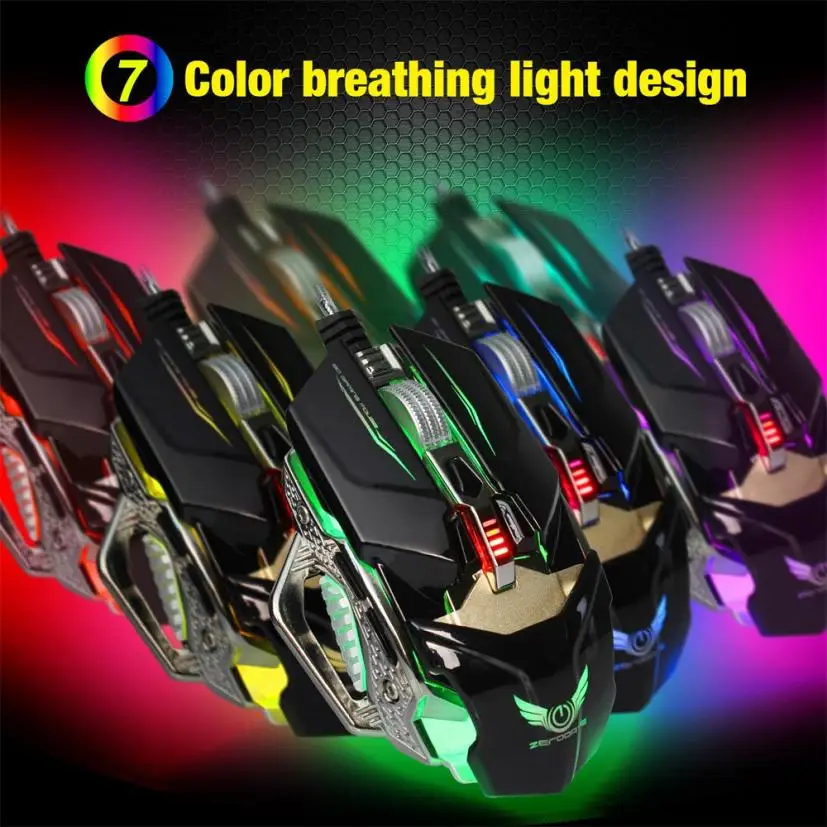 Проводная мышь MOSUNX бесшумная USB оптическая игровая эргономичная с цветной