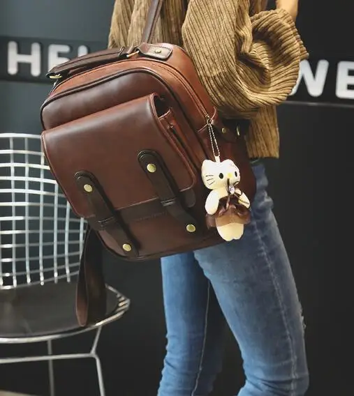 Women Backpack Female Brand Back Pack College Style Leather Backpack School Backpacks Vintage Student Schoolbag Retro Rucksack