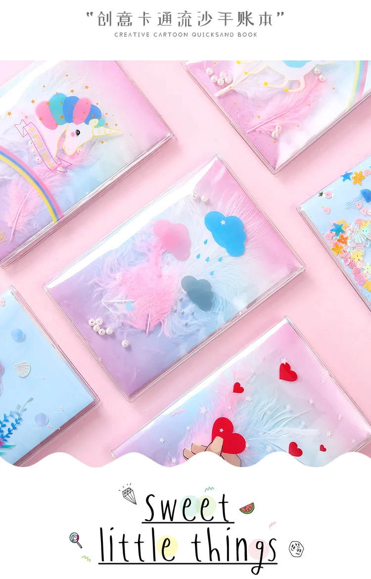 1 шт. B6 креативный блокнот с зыбучим песком милый Единорог тетрадь Kawaii Русалка пуля тетрадь для дневника для детей подарок канцелярские принадлежности
