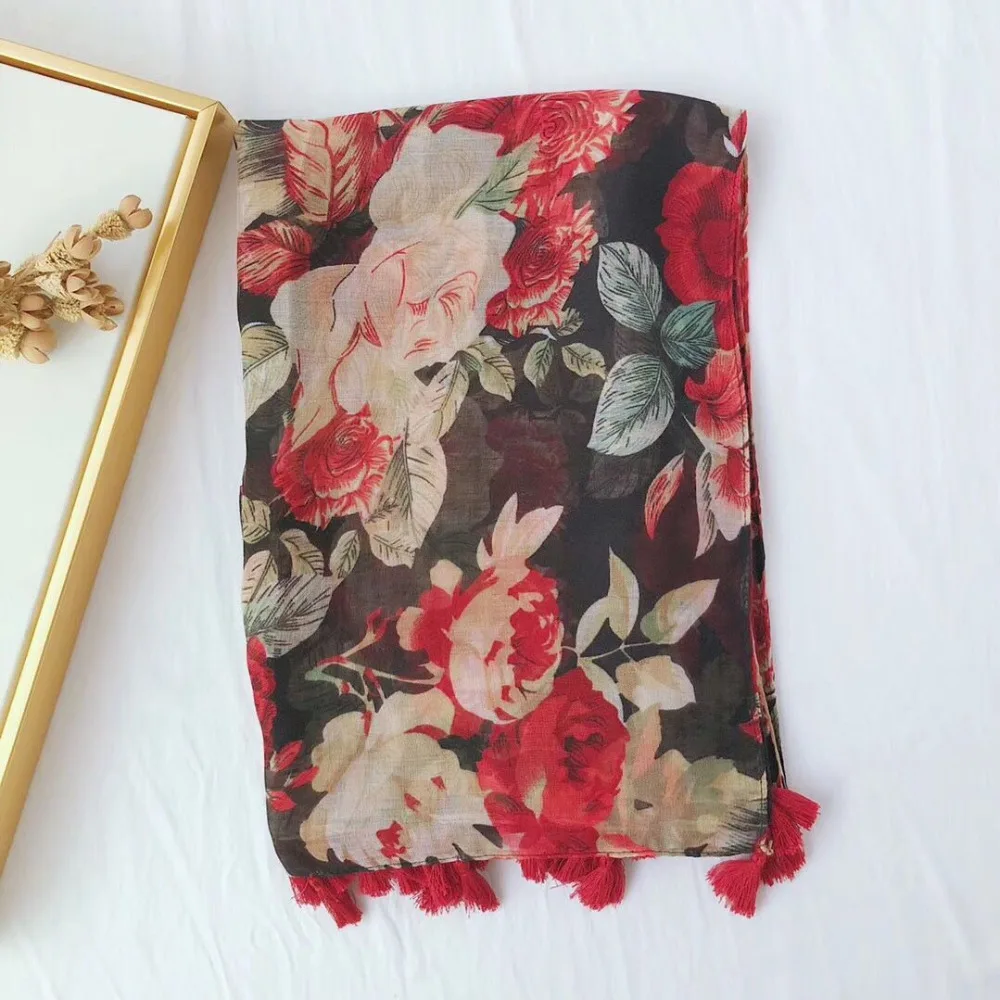 Женский цветочный головной шарф мусульманский хиджаб шали и шарфы Летний