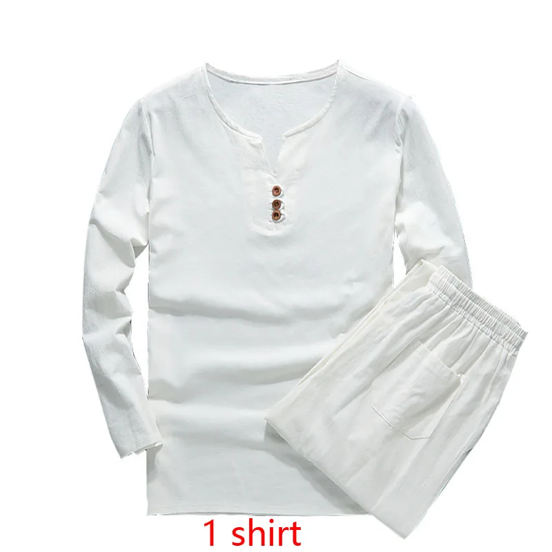 White(1 shirt) MFERLIER Демисезонный рубашка мужская 5XL 6XL 7XL 8XL 9XL 10XL Большие размеры Хлопок Лен Длинные рукава бюст 155 см Большие размеры мужские рубашки - Цвет: White(1 shirt)