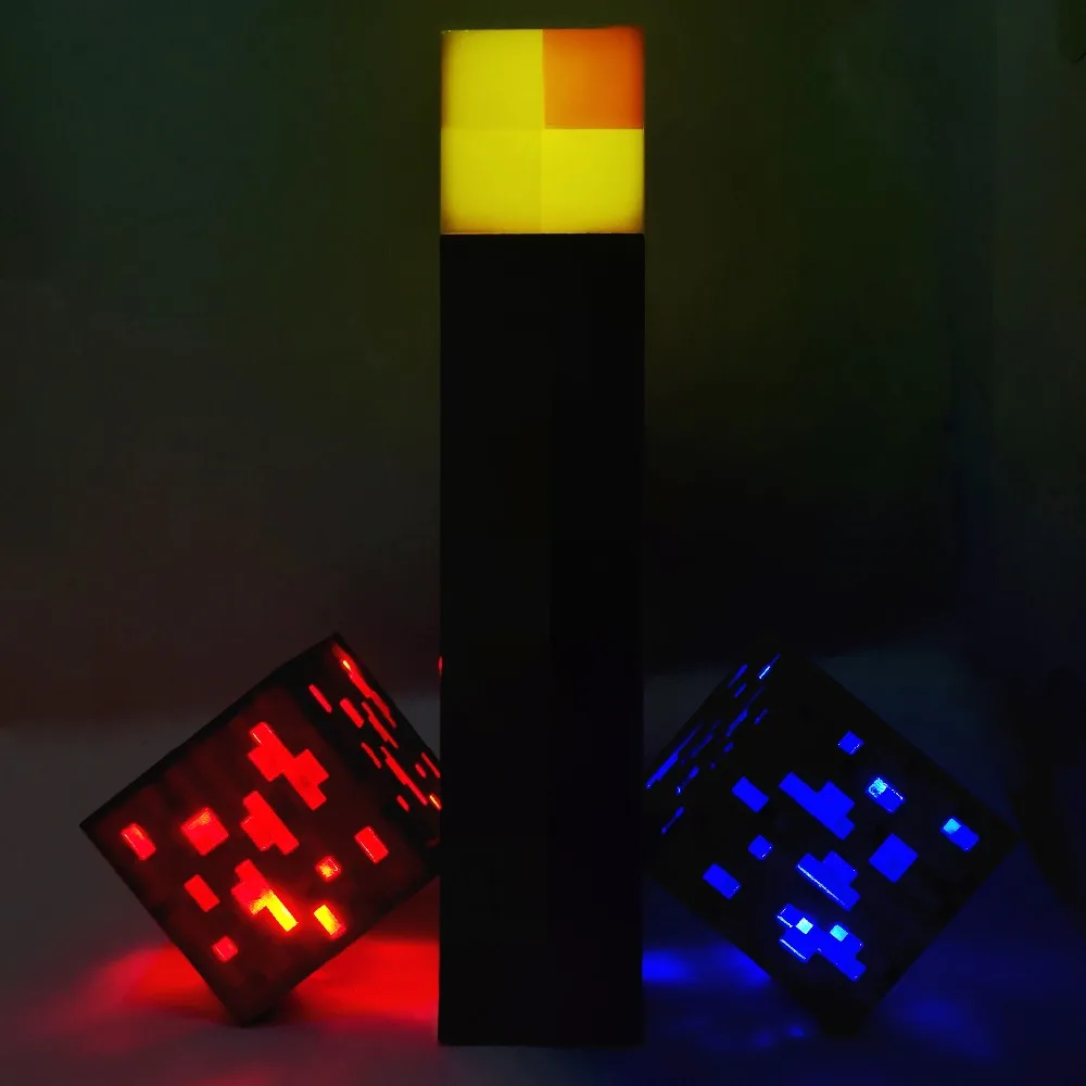 Светодиодный фигурку Игрушечные лошадки Minecraft свет факела настенный светильник