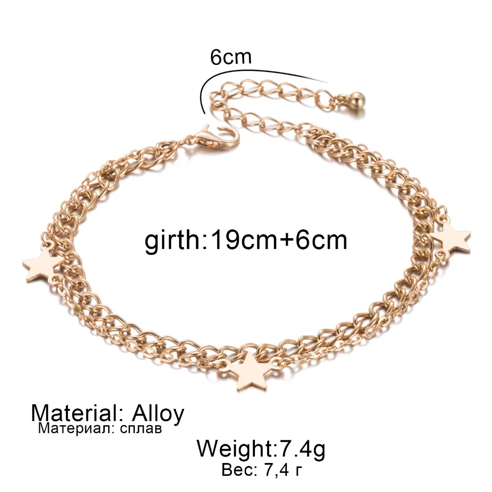 FAMSHIN Многослойные браслеты на босую ногу с пентаграммой сандалии кроше ювелирные