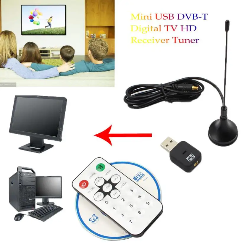 Цифровой ТВ HD ресивер XinSiLu Mini USB DVB T тюнер OSD MPEG 2/4 для ноутбука ПК td15 Прямая