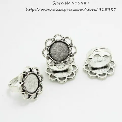 

Регулируемые кольца Sweet Bell 8C1359 из античного серебряного сплава, заготовки 23 мм (подходит для диаметра 14 мм), круглые кольца с кабошоном, настр...