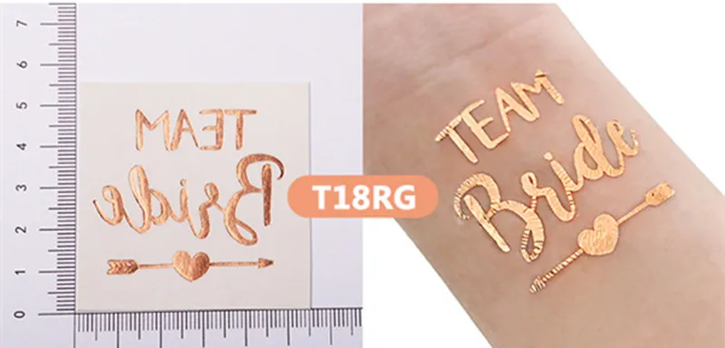 T18RG rose gold Свадебные украшения 10 шт. Команда Невесты, чтобы быть временными тату наклейки девичник свадебный душ подружки невесты команда курица Вечерние - Цвет: T18RG rose gold