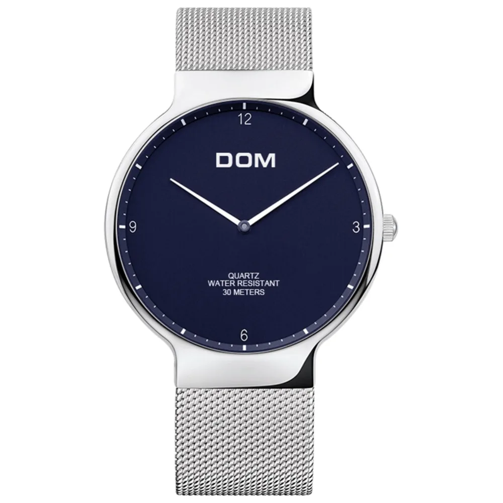 Часы наручные мужские кварцевые полностью из нержавеющей стали с синим