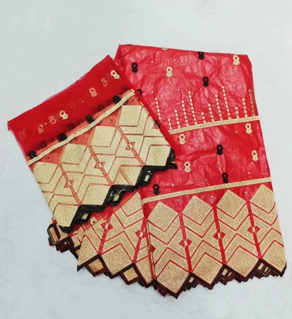 Красная французская кружевная ткань в нигерийском стиле Fabrics2019 Африканский