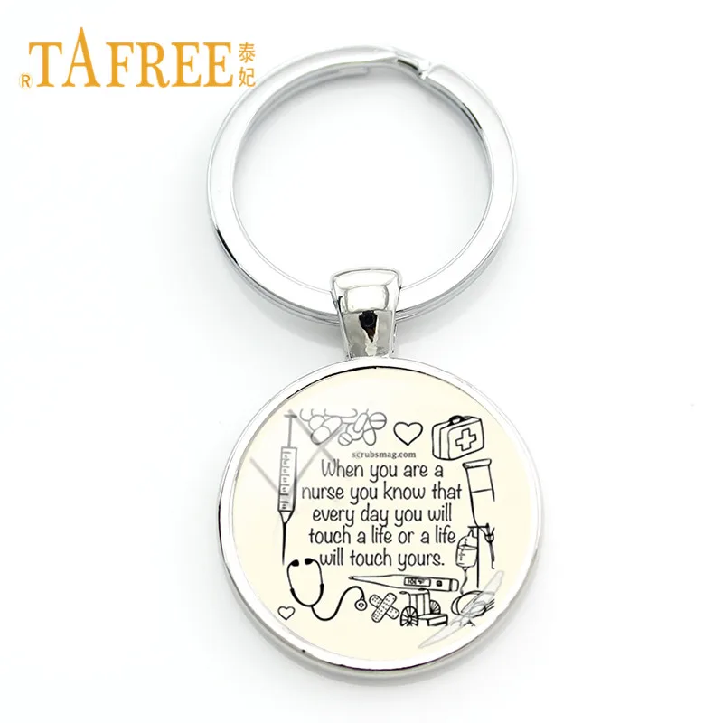 TAFREE Doctor брелок-стетоскоп Доктор Медсестры стеклянные драгоценные камни купол круглое очарование Брелок держатель для ключей для кормления Забавный подарок DO86 - Цвет: DO75