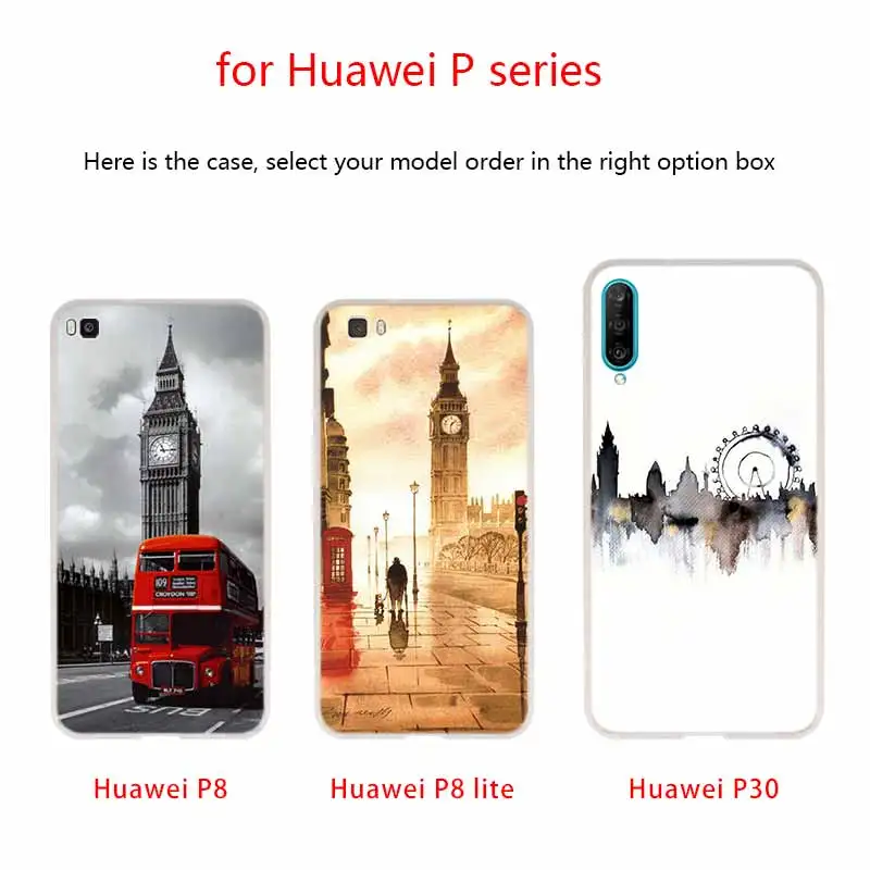 Мягкий чехол для Huawei P40 P30 P20 Pro P10 Lite e Plus P Samrt Z 2020 2019 с лондонским Биг Бен автобусом |