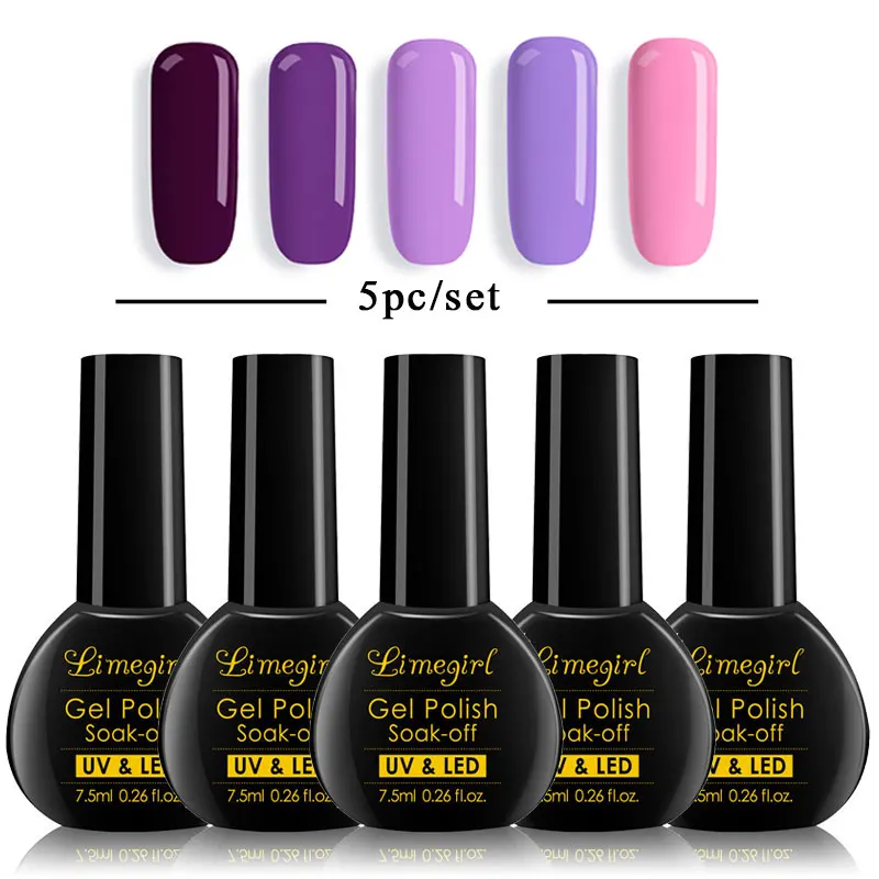 Set 6 Limegirl набор гель-лаков для ногтей Набор для наращивания ногтей Гель-лак акриловый УФ светодиодный дизайн лампы маникюрный набор 5 шт./комплект - Цвет: Set 6