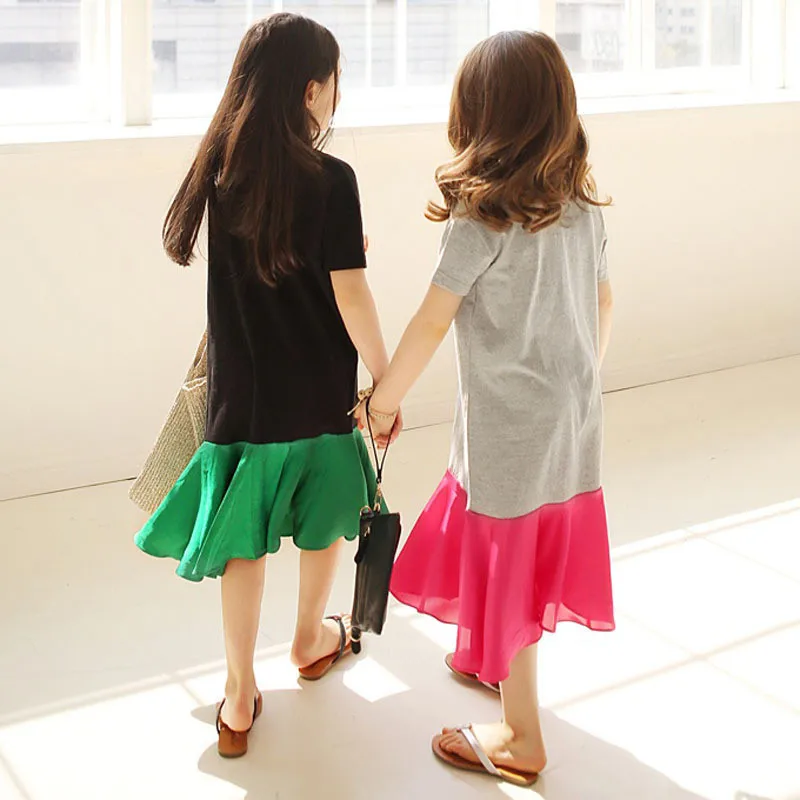 От 3 до 16 лет детское и подростковое летнее хлопковое повседневное расклешенное