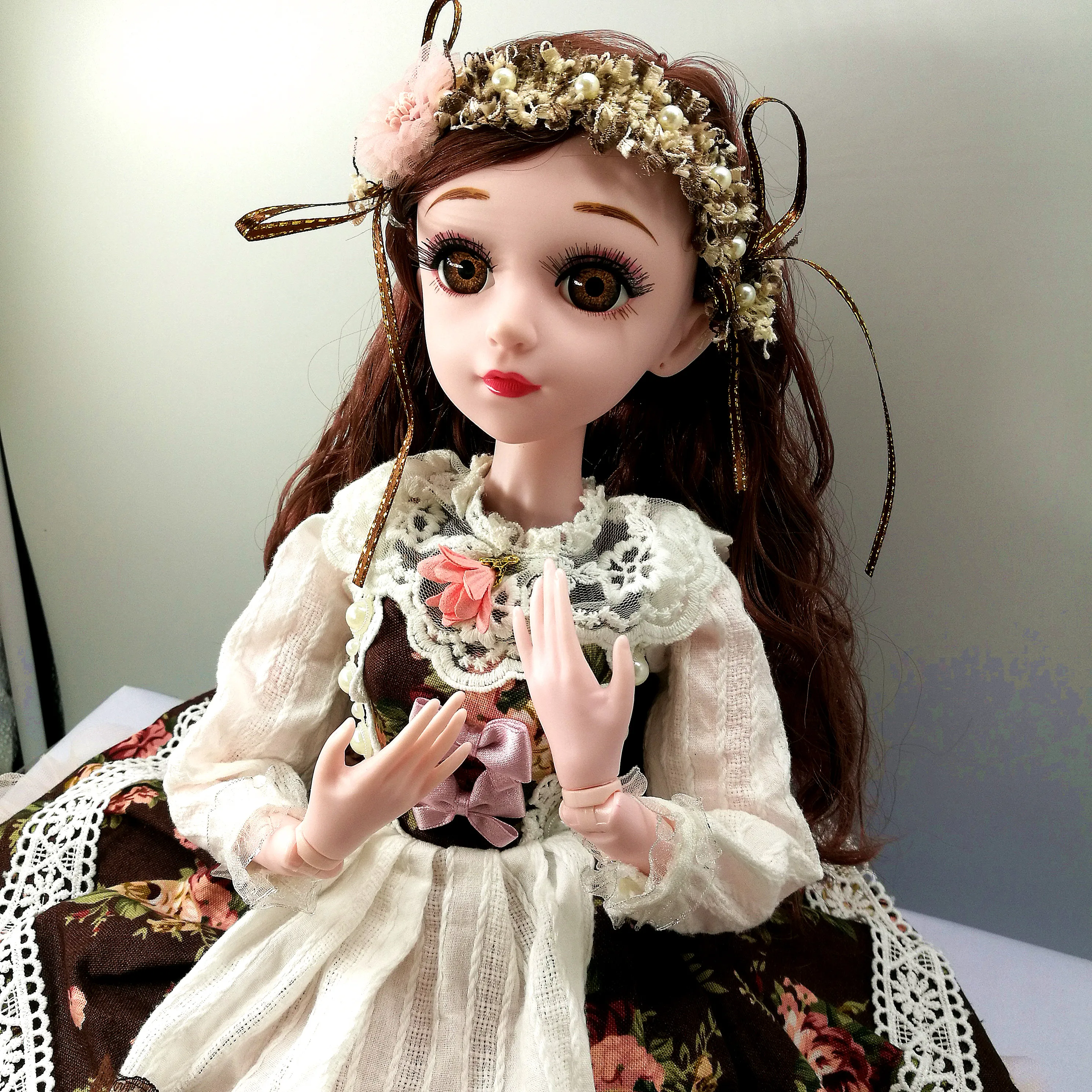 Шарнирная кукла 1/3 с коричневыми глазами и одеждой обувь 60 см кукла-девочка