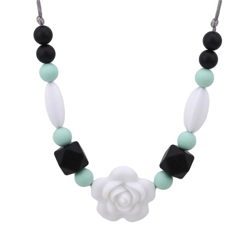 White flower necklac Детская Соска с зажимом и цепочкой, новая детская соска для девочек и мальчиков, пустышка для новорожденных - Цвет: White flower necklac