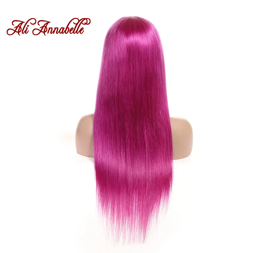 Purple Прямые парики из натуральных волос на кружеве 99J предварительно выщипанные бразильские парики из натуральных волос без клея - Цвет: Purple