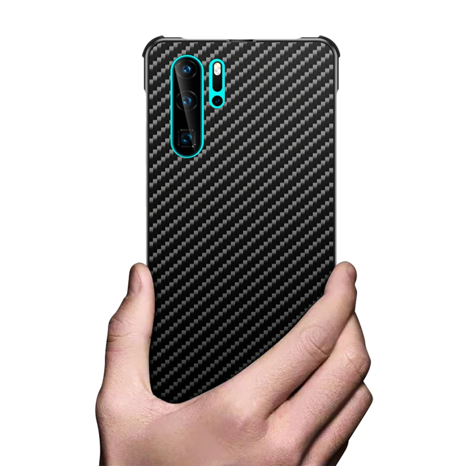 For Huawei P30 Lite Case Cover Metal Aluminum Bumper Carbon Fiber Hard PC Back Pro |