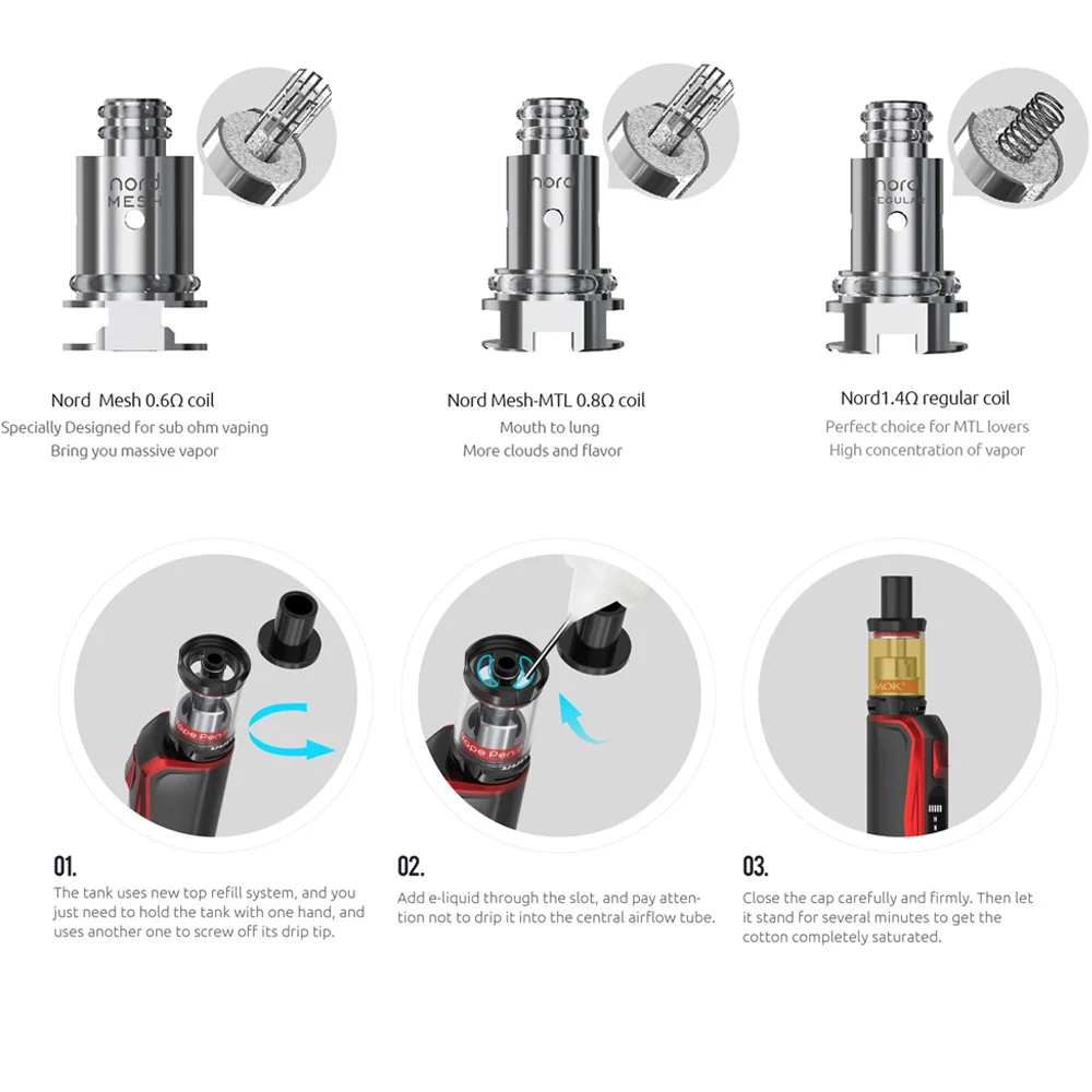 Комплект для вейпа SMOK Priv N19 с аккумулятором 1200 мА · ч 30 Вт Nord 19 Tank fit Mesh/ceramic/MTL Coil