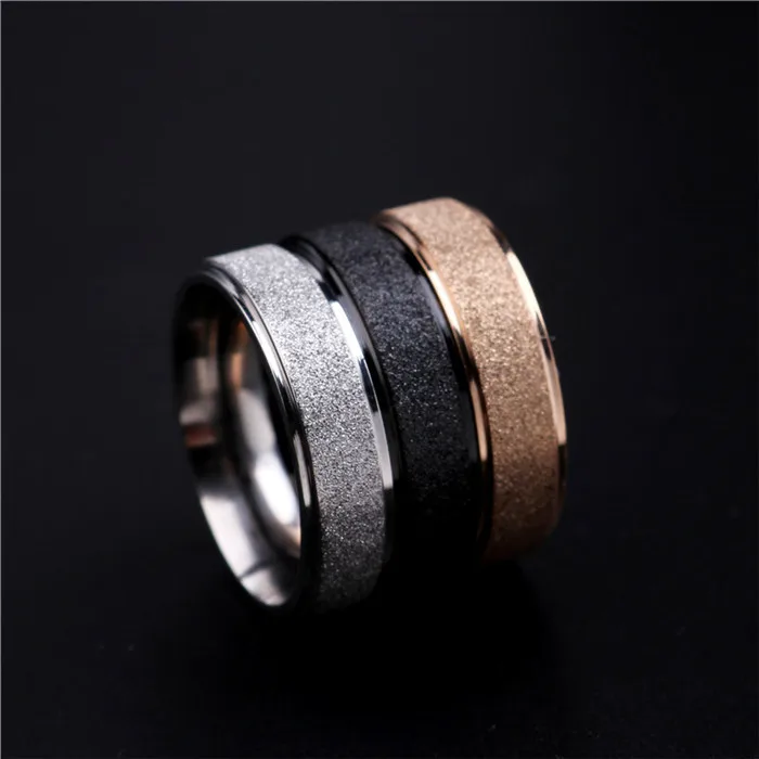 6 мм ширина титановая сталь матовый черный розовый золотой серебряный цвет