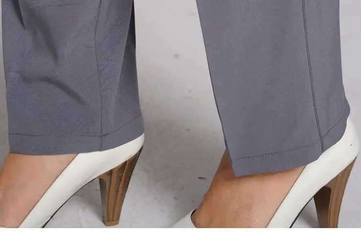 100% крепдешин эластичная тонкая талия прямые брюки полная длина|straight pants|full length