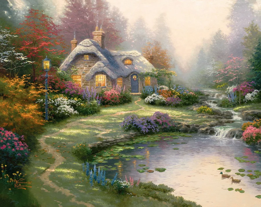 Thomas Kinkade Pintura Everett'S коттедж для гостиной настенные картины на холсте Современная
