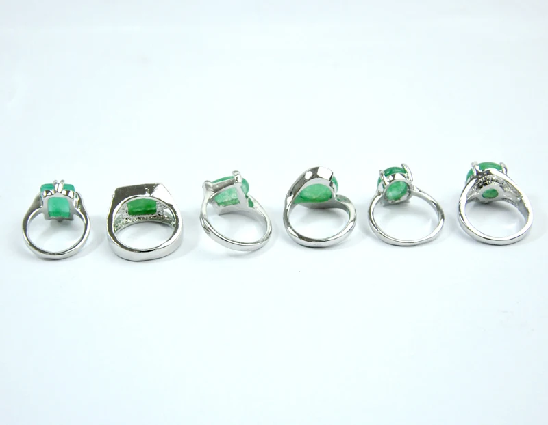50 шт. Зеленый Серебряный с натуральным камнем женские кольца для женщин модные