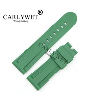 carlywet 24mm green waterproof silicone rubber replacement wrist watch band strap belt without buckle for luminor