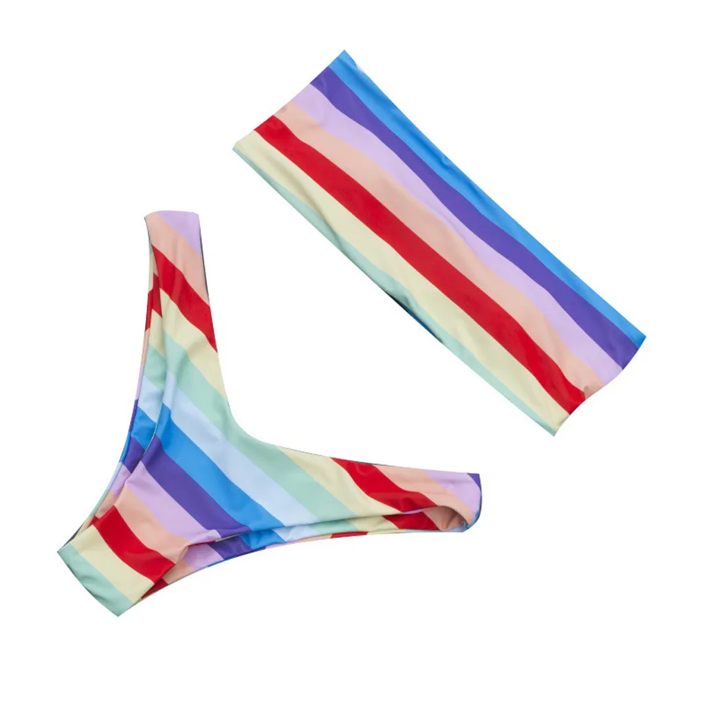 Женский купальник-бикини с принтом пуш-ап из двух частей пляжная одежда женский