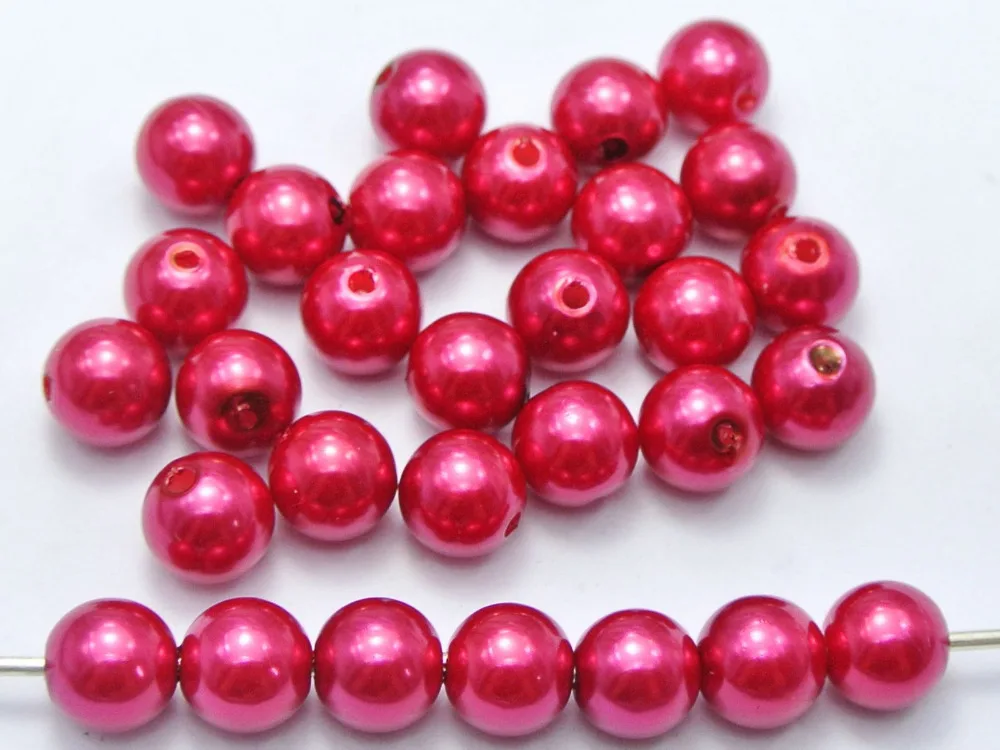 

100 Pcs 10mm Plastic Faux Pearl Round Beads Red Imitation Pearl