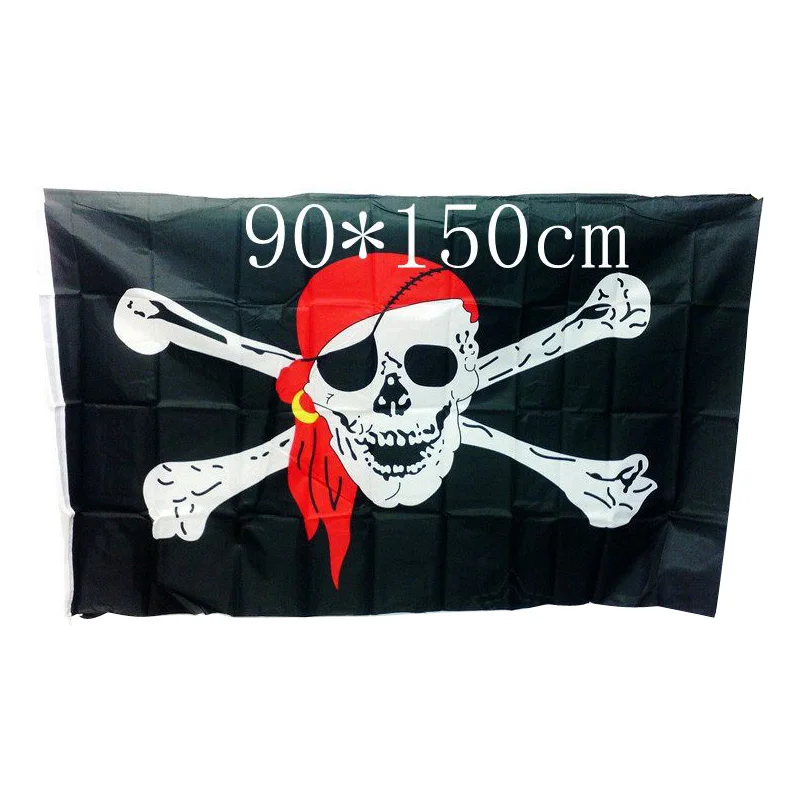 red scarf 1 шт. череп кости Веселый Роджер Череп скрещенные кости украшение для дома с изображением флага люверсы пиратские флаги события принадлежности для детской вечеринки игрушка 90x150 см - Цвет: red scarf