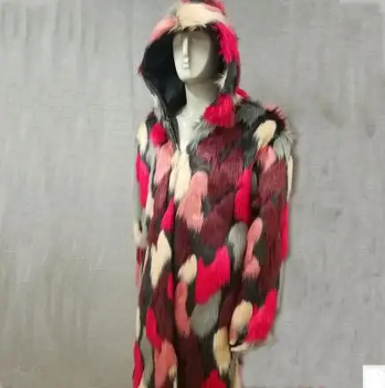 color 3 Мужская куртка из искусственного лисьего меха длинная теплая куртка из искусственной кожи с перьями павлина зимние осенние мужские пальто из искусственного меха K1128 - Цвет: color 3