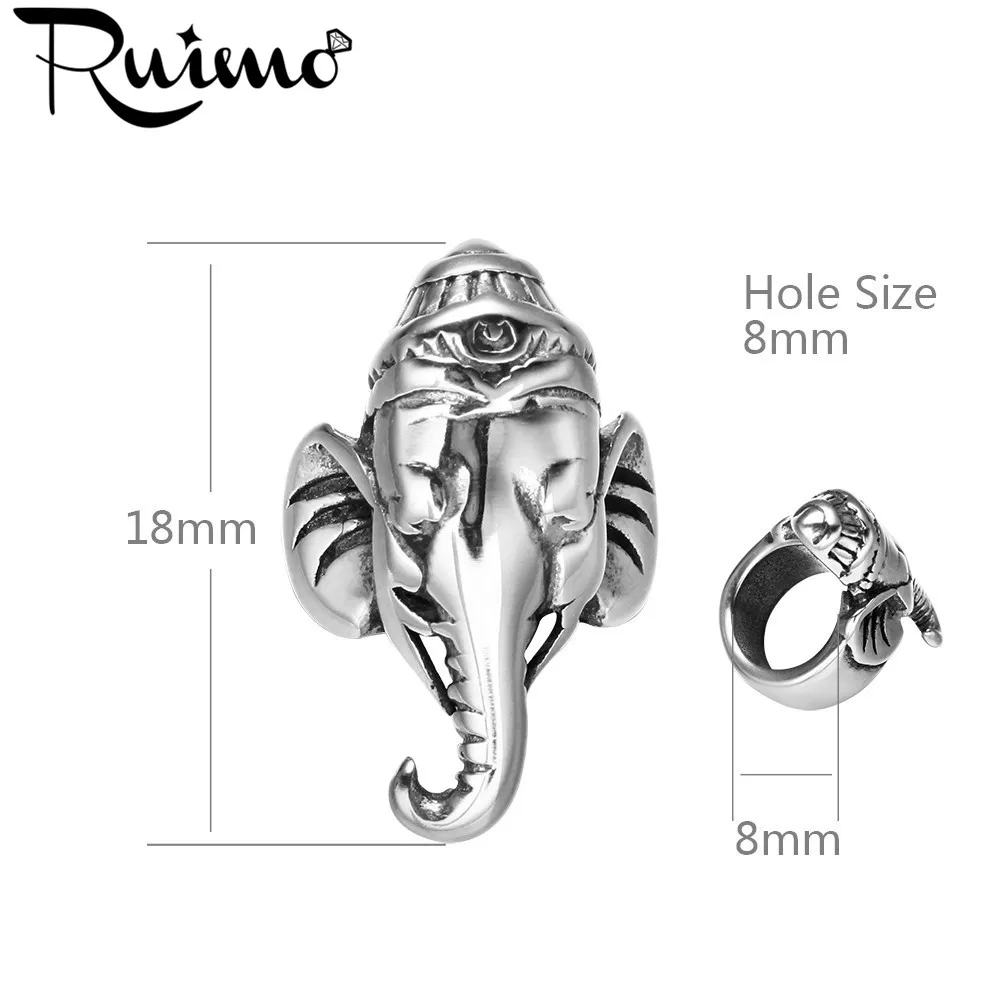 Кожаный браслет с большим отверстием RUIMO из нержавеющей стали 316 бусинами и