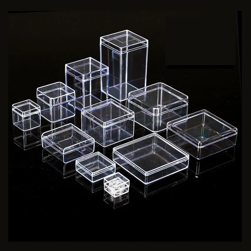 Petites boîtes de rangement carrées transparentes en plastique PS  pour Mini