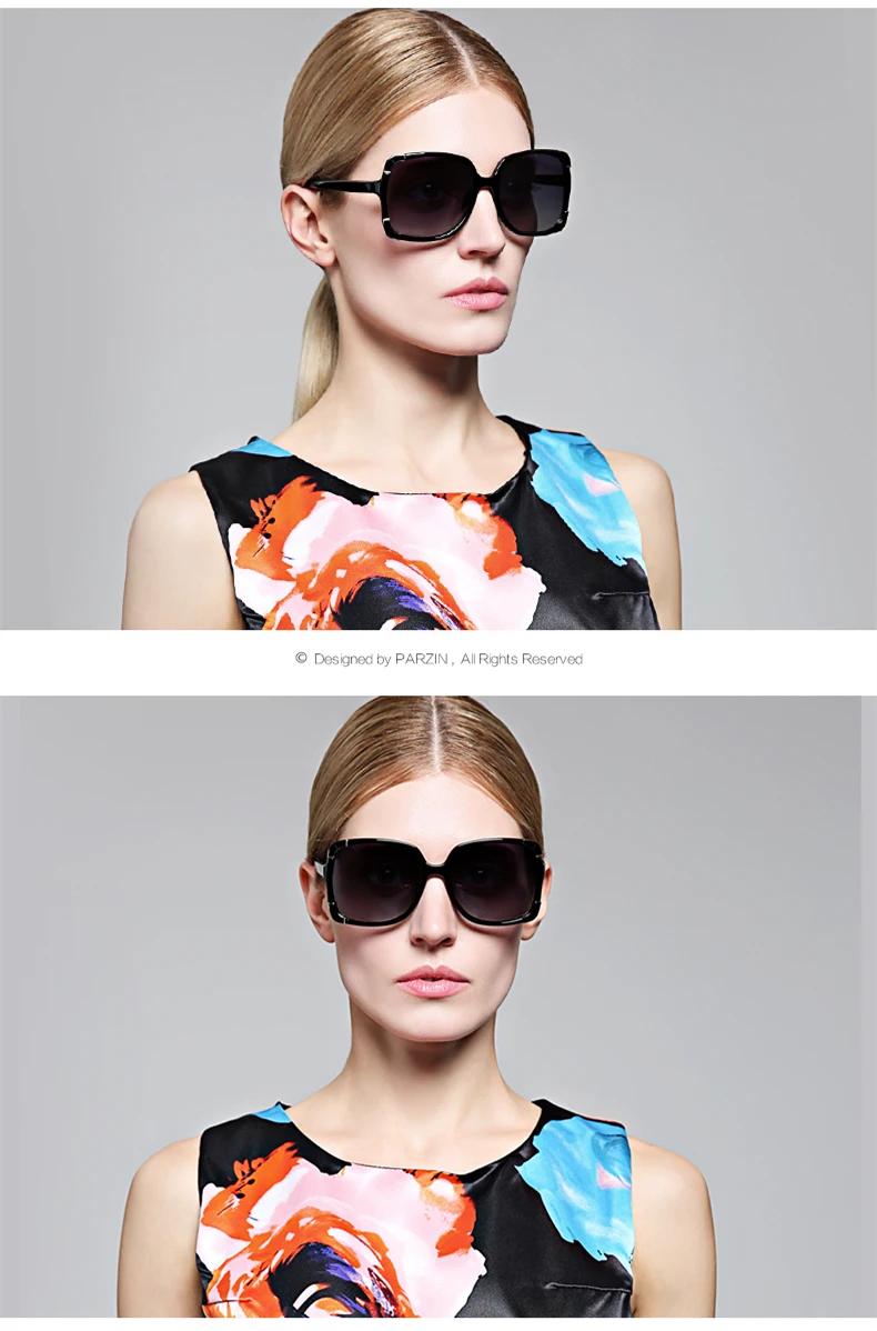 Женские поляризованные солнцезащитные очки PARZIN, бренд Elegant New Fashion Shield Защита от ультрафиолетовых лучей 400 Квадратная рамка высокого качества 9276