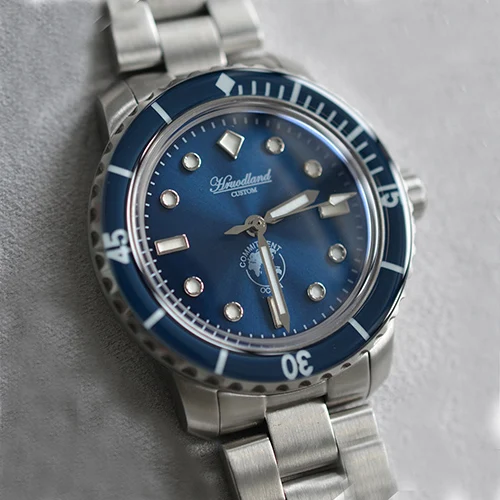 Blue dial Новинка 5015, мужские часы из нержавеющей стали, автоматические часы для дайвинга, 20 АТМ, сапфириглас, ободок, Ретро стиль, Сан Мартин, мужские механические наручные часы - Цвет: Blue dial