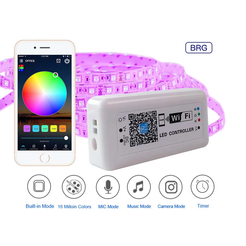 

24V DC 12V светодиодный WI-FI RGB Светодиодный драйвер для 2835 SMD 5050 Светодиодная лента RGB светильник Применение для IOS и Android Мобильный WI-FI RGB светодио...