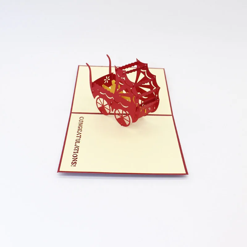 3D лазерная резка ручная детская коляска для родителей и детей вечеринки бумажные