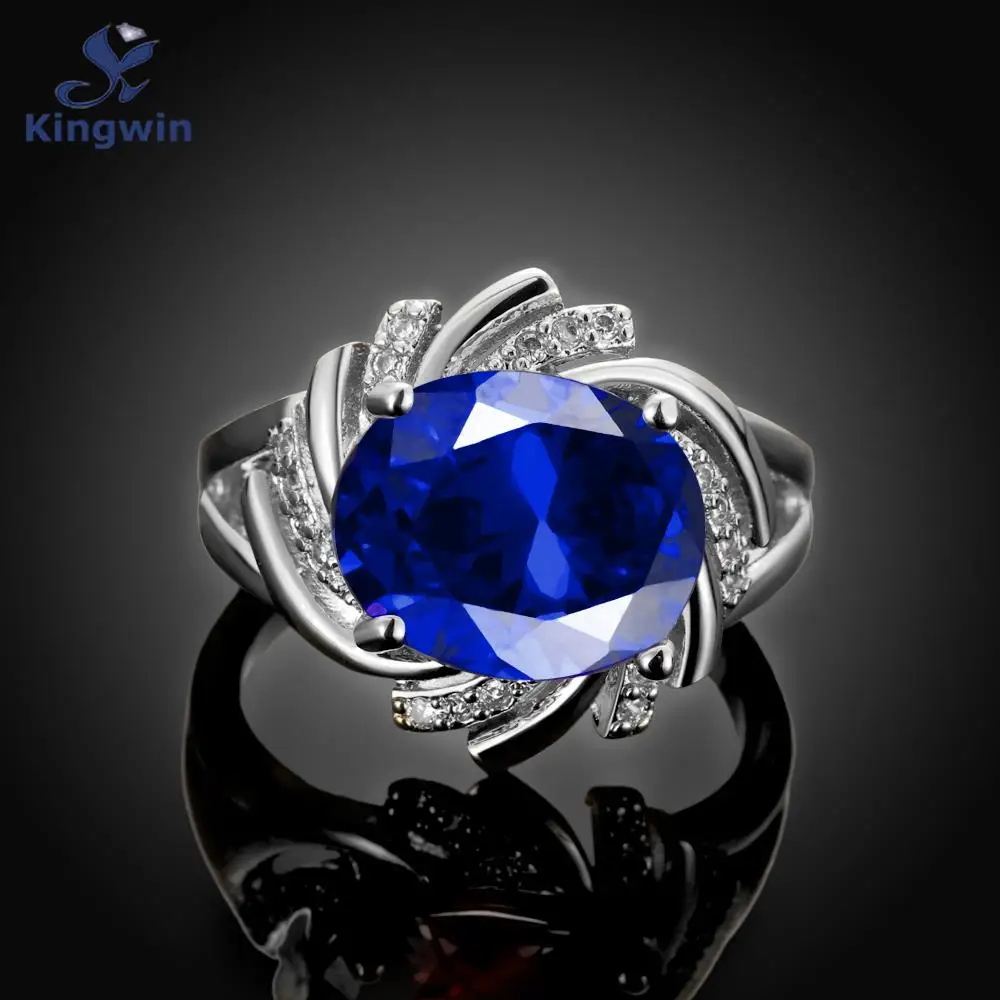 Кольцо Kate blue хорошее качество известный дизайнер Настоящее Белое чистое золото
