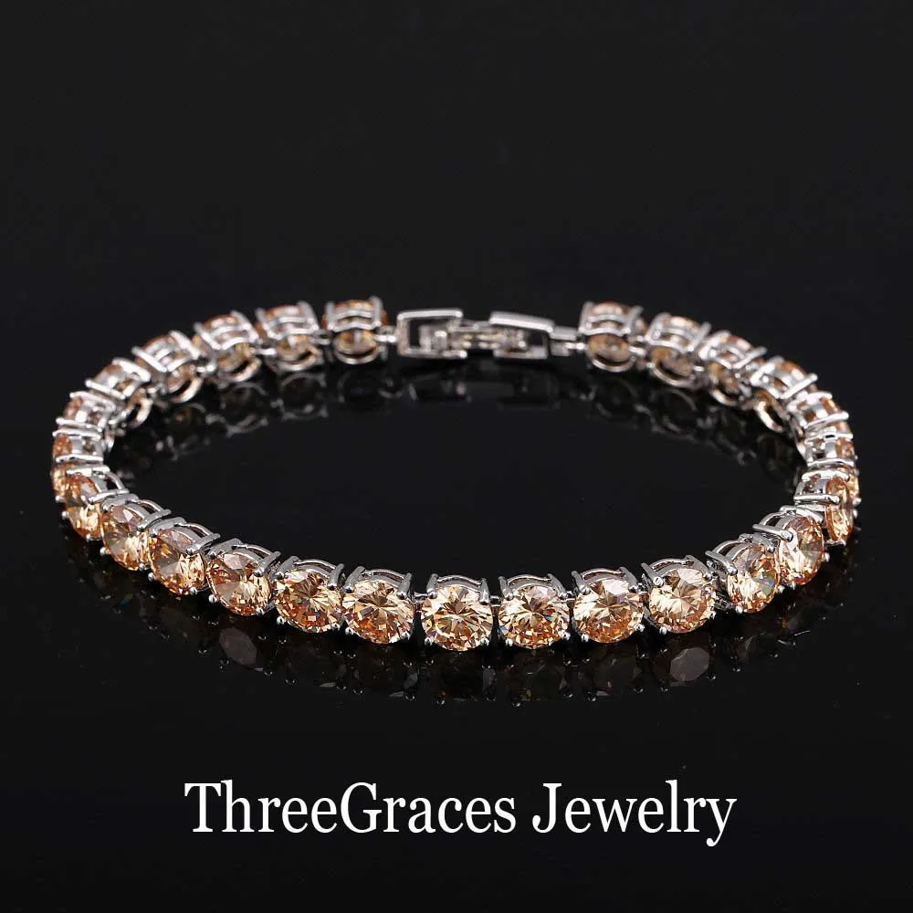 ThreeGraces великолепный круглый фианит кристалл золотой цвет для женщин Свадебная