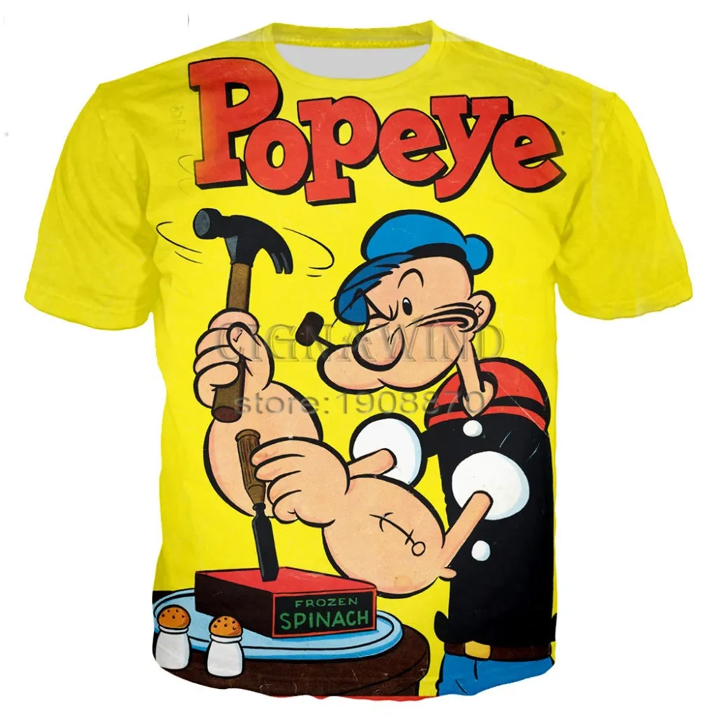 Новая классическая серия popeye футболка для мужчин и женщин с 3D принтом Новинка модная футболка хип хоп Уличная Повседневная летняя футболка