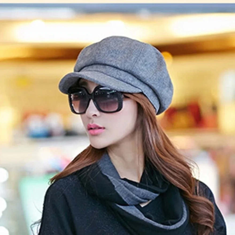 Женская шерстяная восьмиугольная шапка с широкими полями повседневный теплый