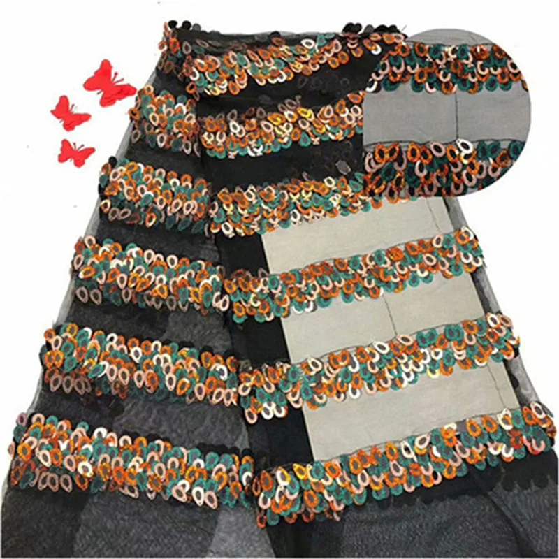 Красивый дизайн блестящая вышитая сетчатая кружевная ткань для женского